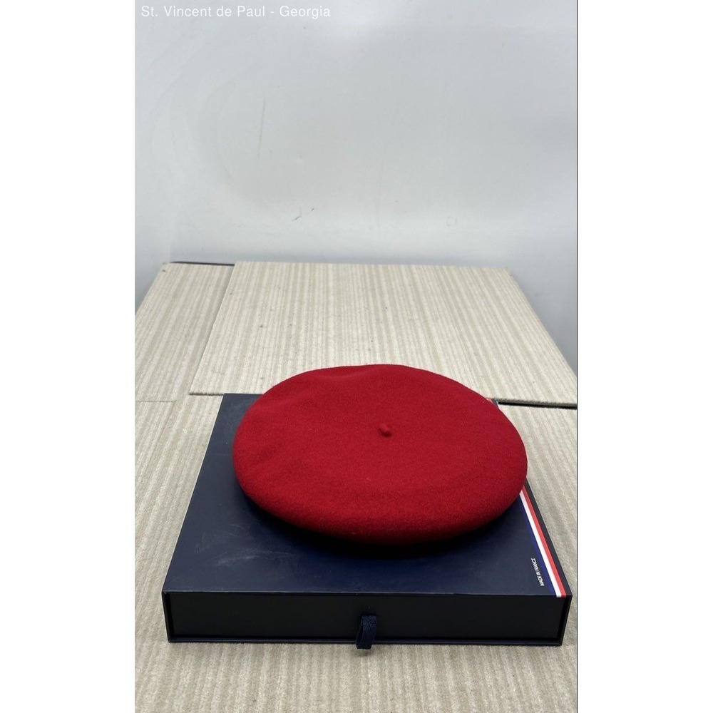 Red Wool French Beret, Héritage par Laulhere, Beret De Luxe, "Hoquy" Size 59 NEW
